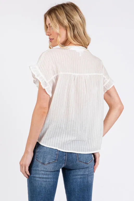 Delilah Ruffle Smock Blouse White