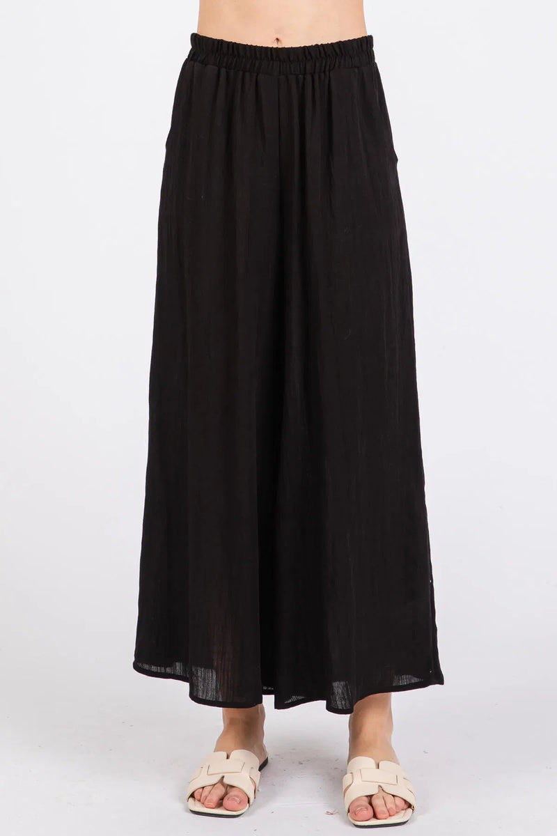 Brenda Woven Wide Leg Pant Black