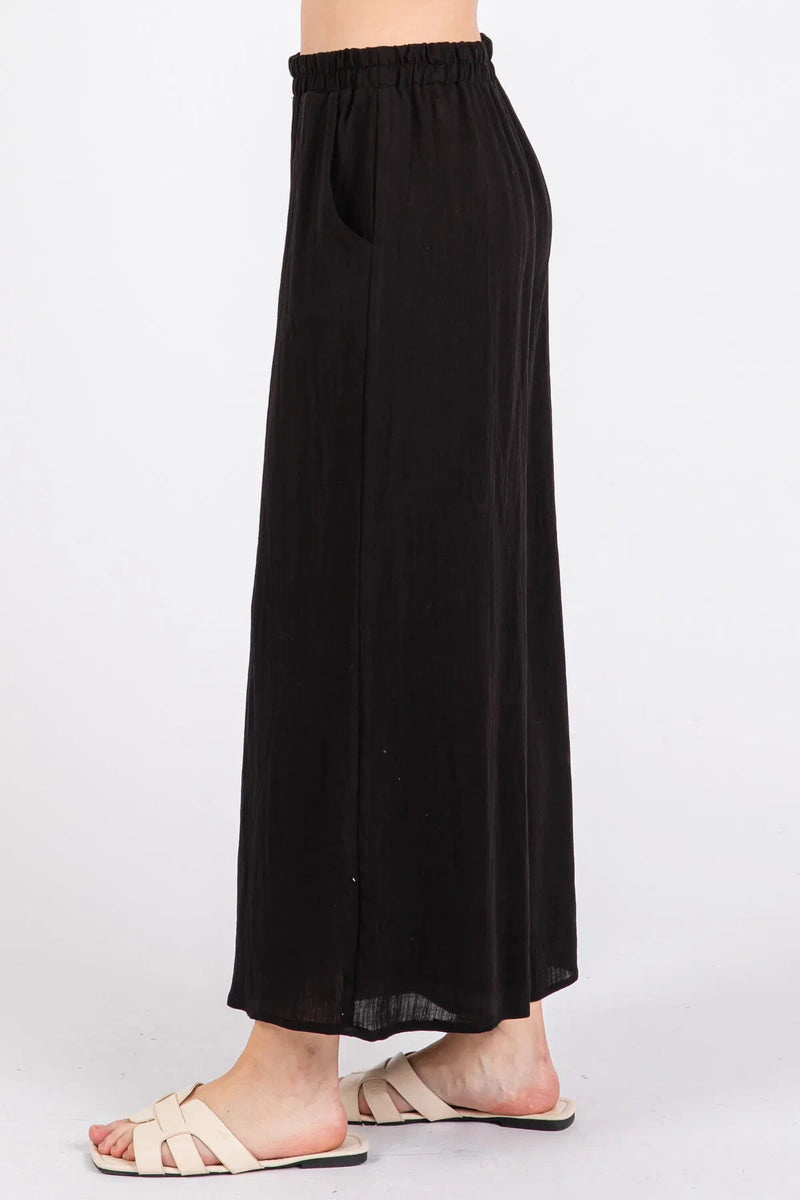 Brenda Woven Wide Leg Pant Black
