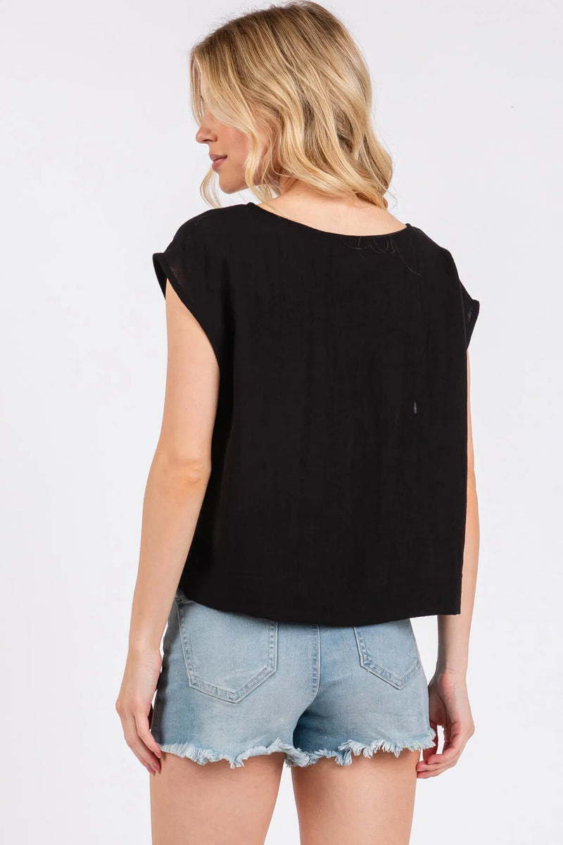Brenda Boxy Top Black