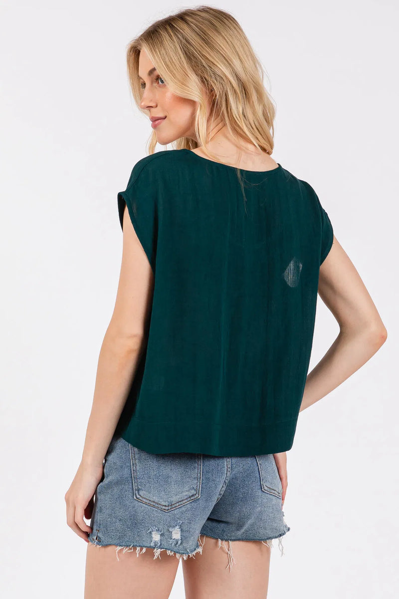 Brenda Boxy Top Hunter Green