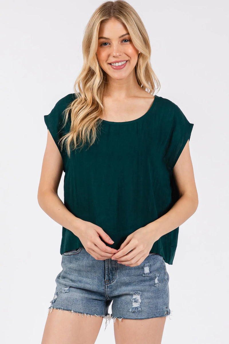 Brenda Boxy Top Hunter Green