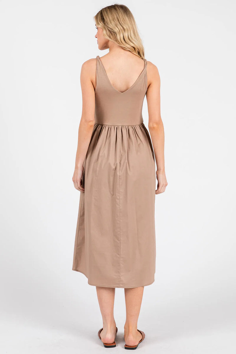 Twist Strap Midi w/ knit top Lt Taupe