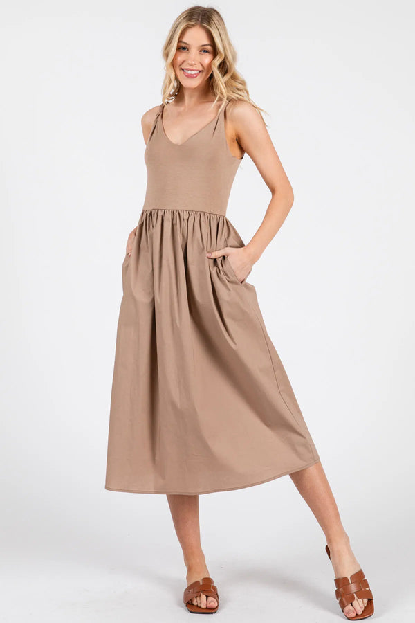Twist Strap Midi w/ knit top Lt Taupe