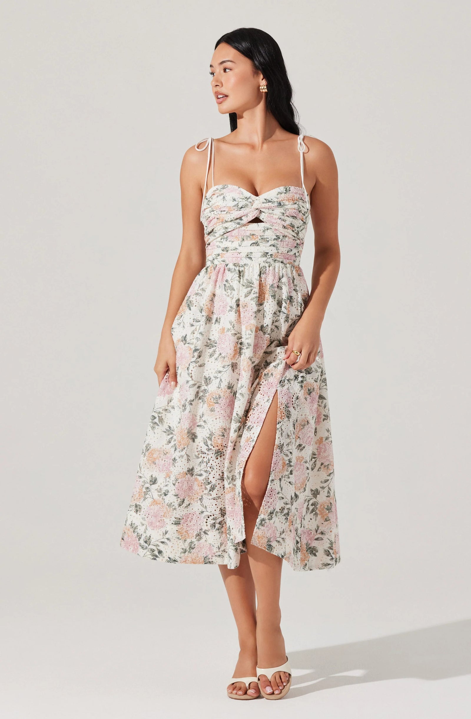 sariah midi dress Sariah Pleated Eyelet Midi Dress – Stevie Sister