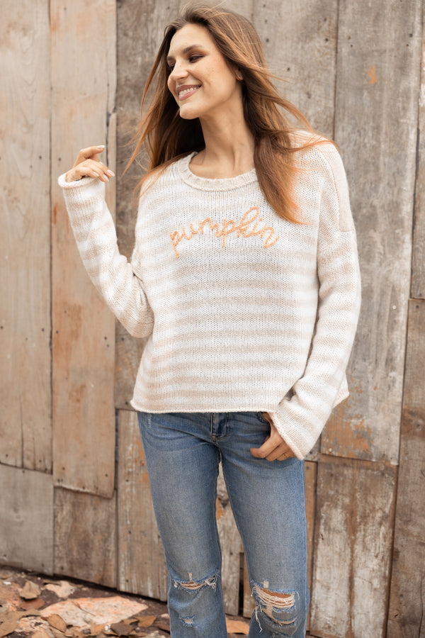 Pumpkin Striped Crew Chunky