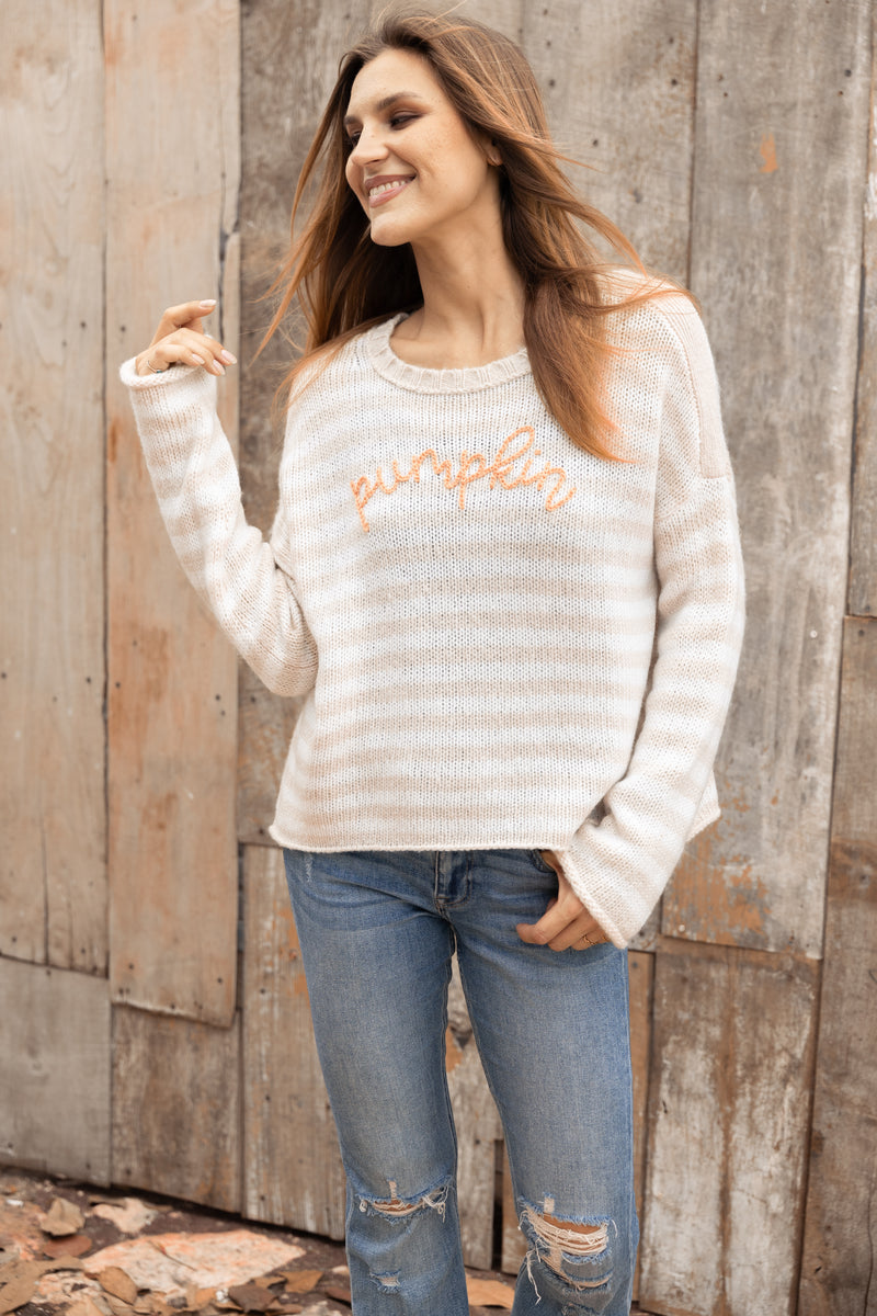 Pumpkin Striped Crew Chunky