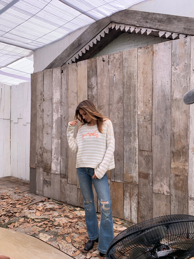 Pumpkin Striped Crew Chunky