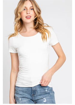 MG Modal Double Layer Round Neck Short Sleeve Ivory