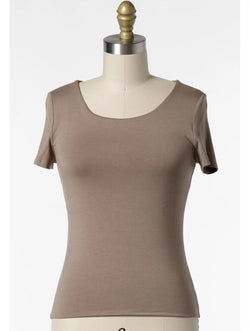 MG Modal Double Layer Round Neck Short Sleeve New Mocha