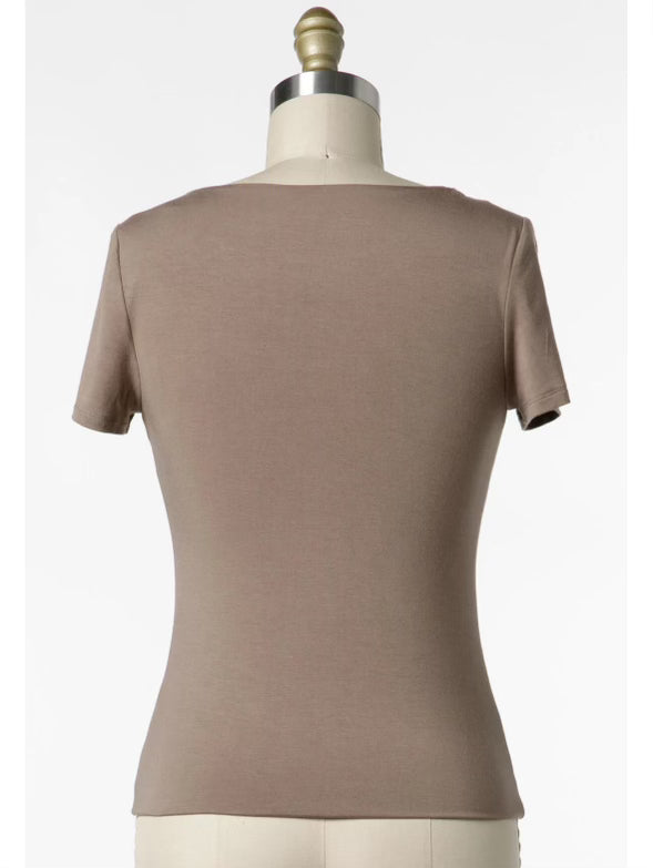 MG Modal Double Layer Round Neck Short Sleeve New Mocha