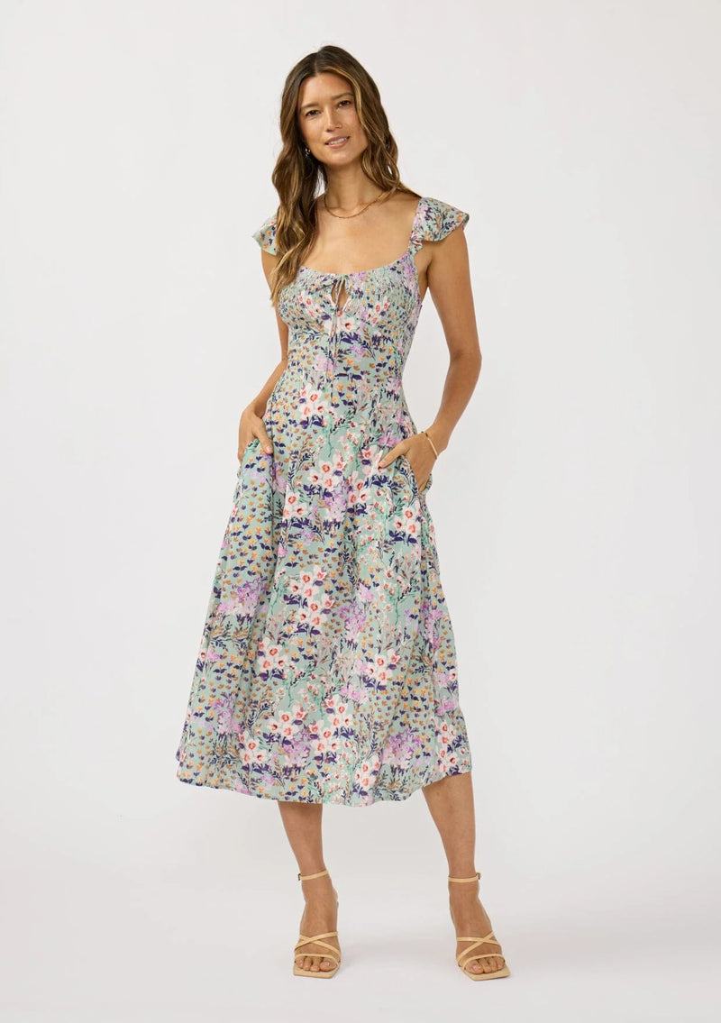 lottie midi dress Lottie Smocked Midi Dress Mint/Lilac / S