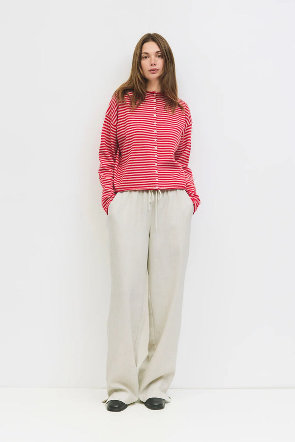 Fiona Fall Sweater Apple Red Stripe