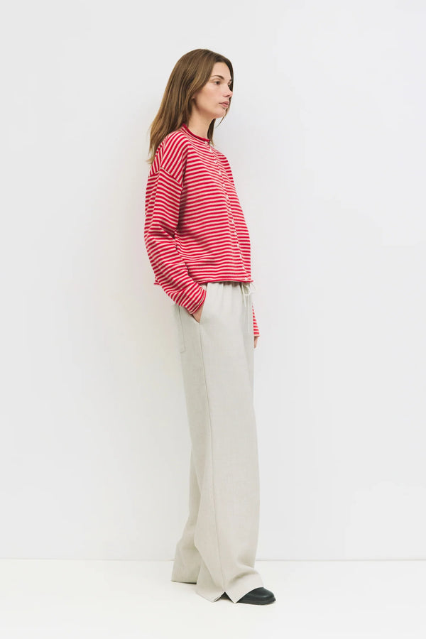 Fiona Fall Sweater Apple Red Stripe