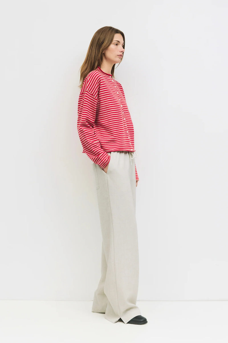 Fiona Fall Sweater Apple Red Stripe