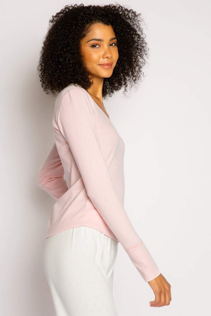 Pointelle Hearts Long Sleeve Top