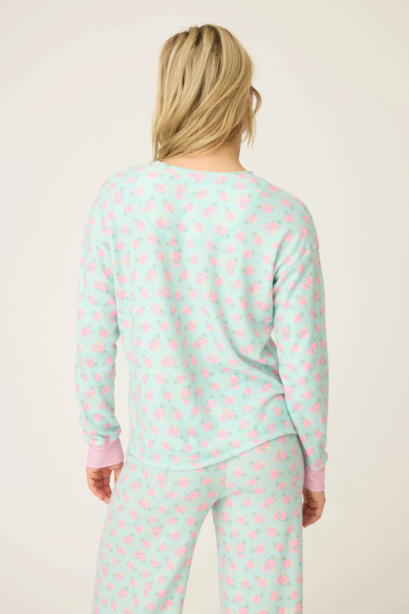Long Sleeve Secret Garden Crew Floral Light Mint