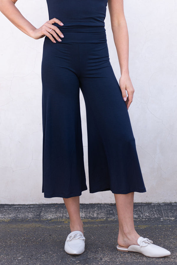 Wide Fit Pants with Waist Shirring
