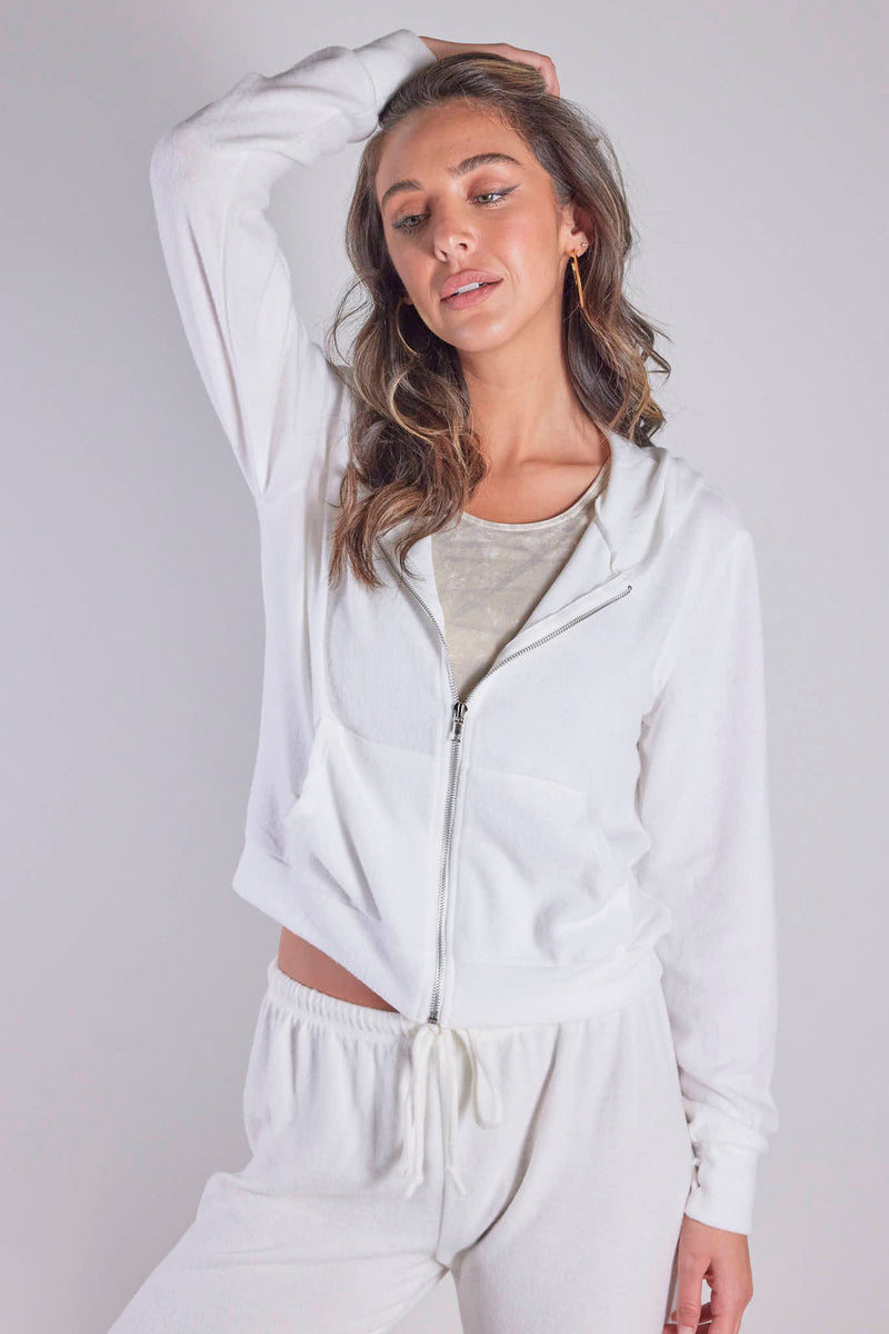 Loungy Zip Up White