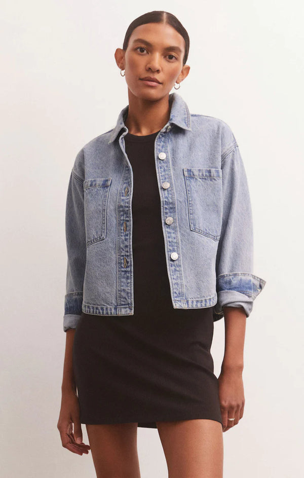 Cropped denim 2025 jacket sale