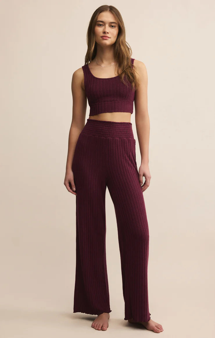 Dawn Smocked Rib Pant Merlot