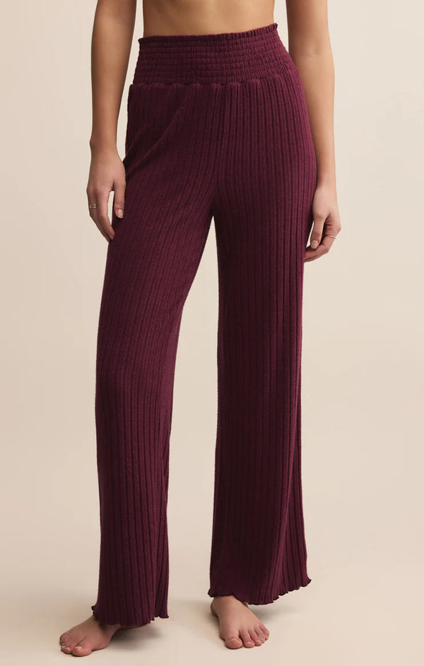 Dawn Smocked Rib Pant Merlot