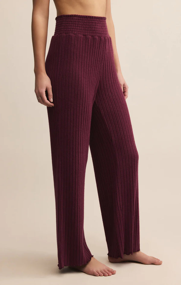 Dawn Smocked Rib Pant Merlot