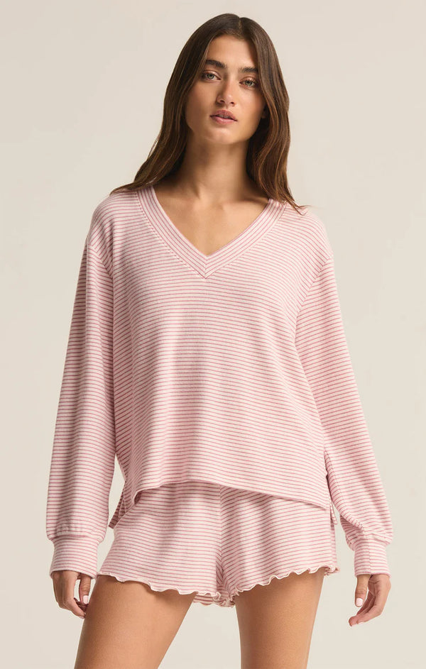 ZSP Stay Cozy Stripe LS Top