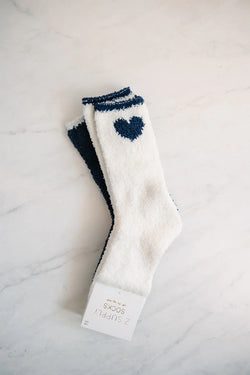 Navy Heart Sock 2-Pack