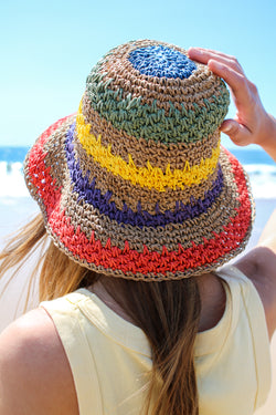 Multi Stripe Crochet Bucket Hat