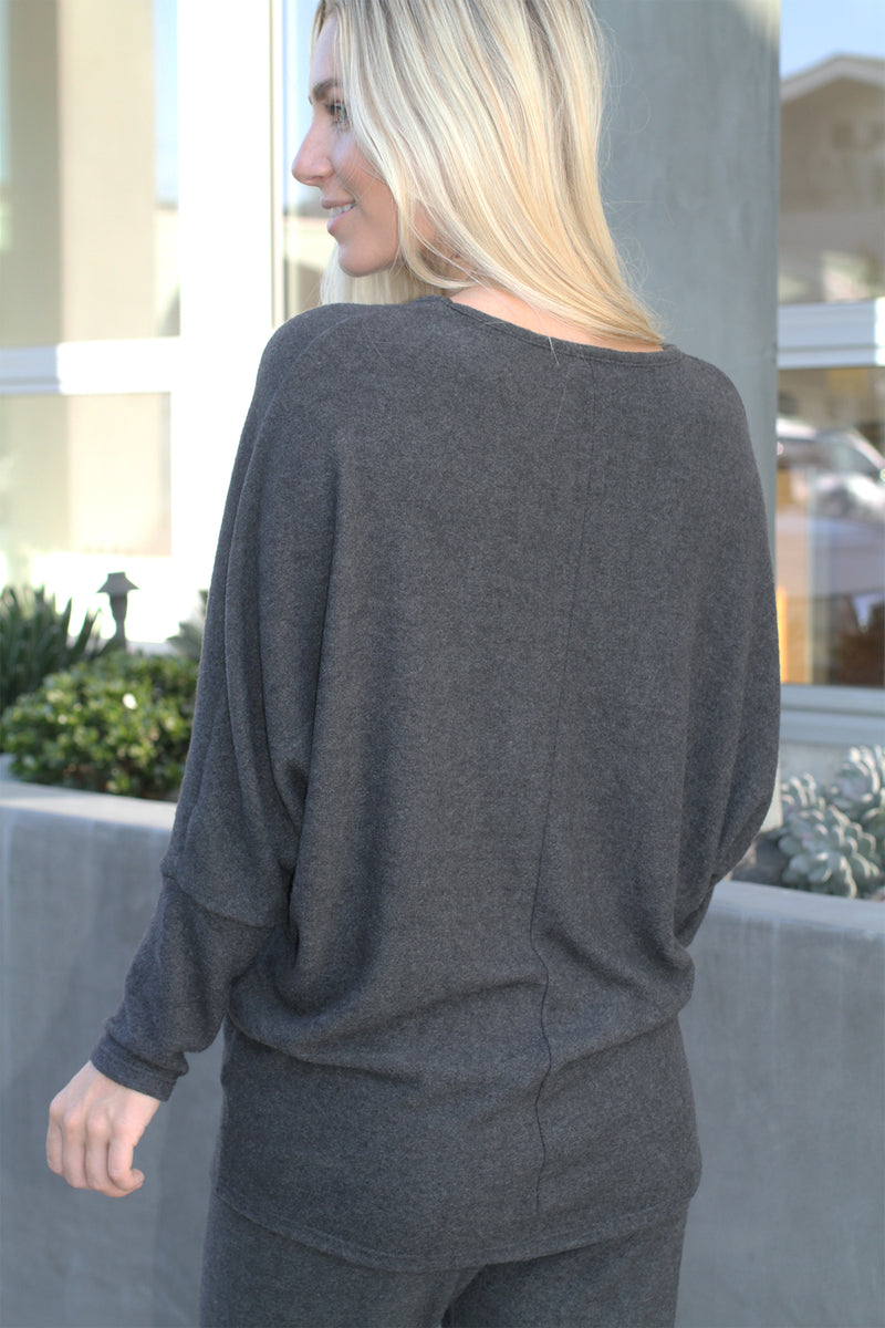 V Neck Sweater Charcoal